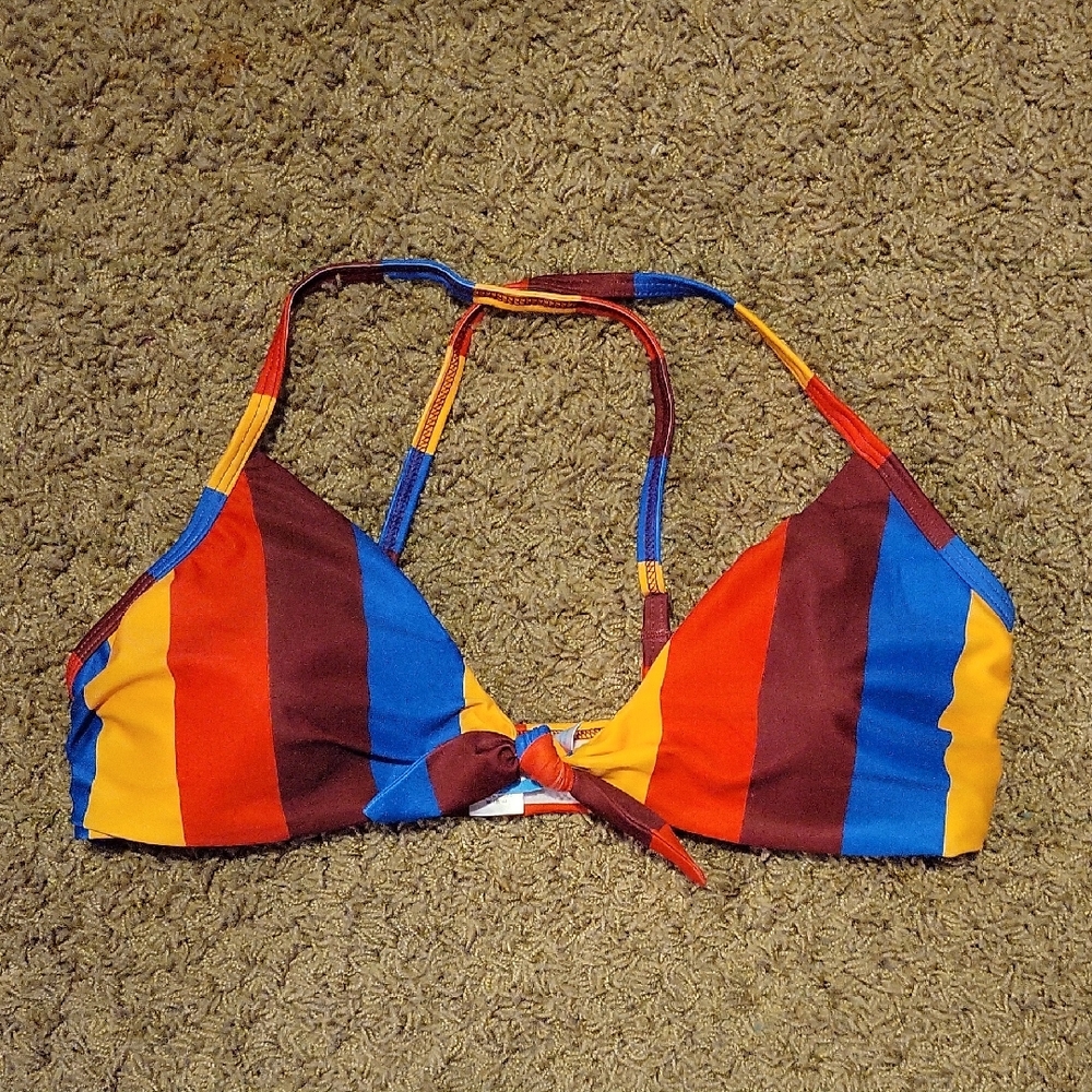 Modcloth Multicolor Striped Bikini Top